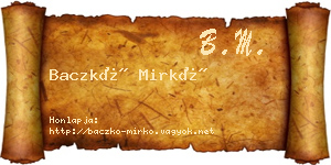 Baczkó Mirkó névjegykártya